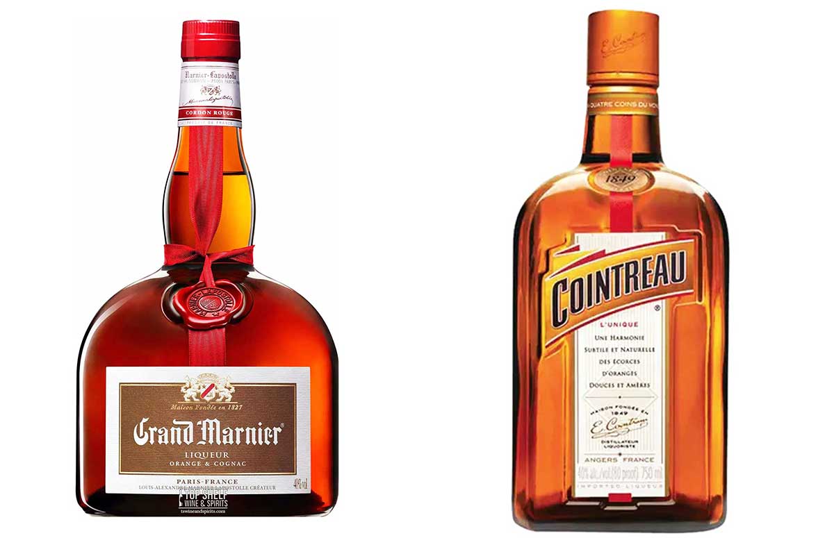 image of a bottle of grand marnier next to a bottle of cointreau