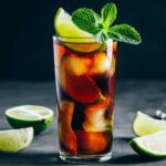a glass of tequila and Coke