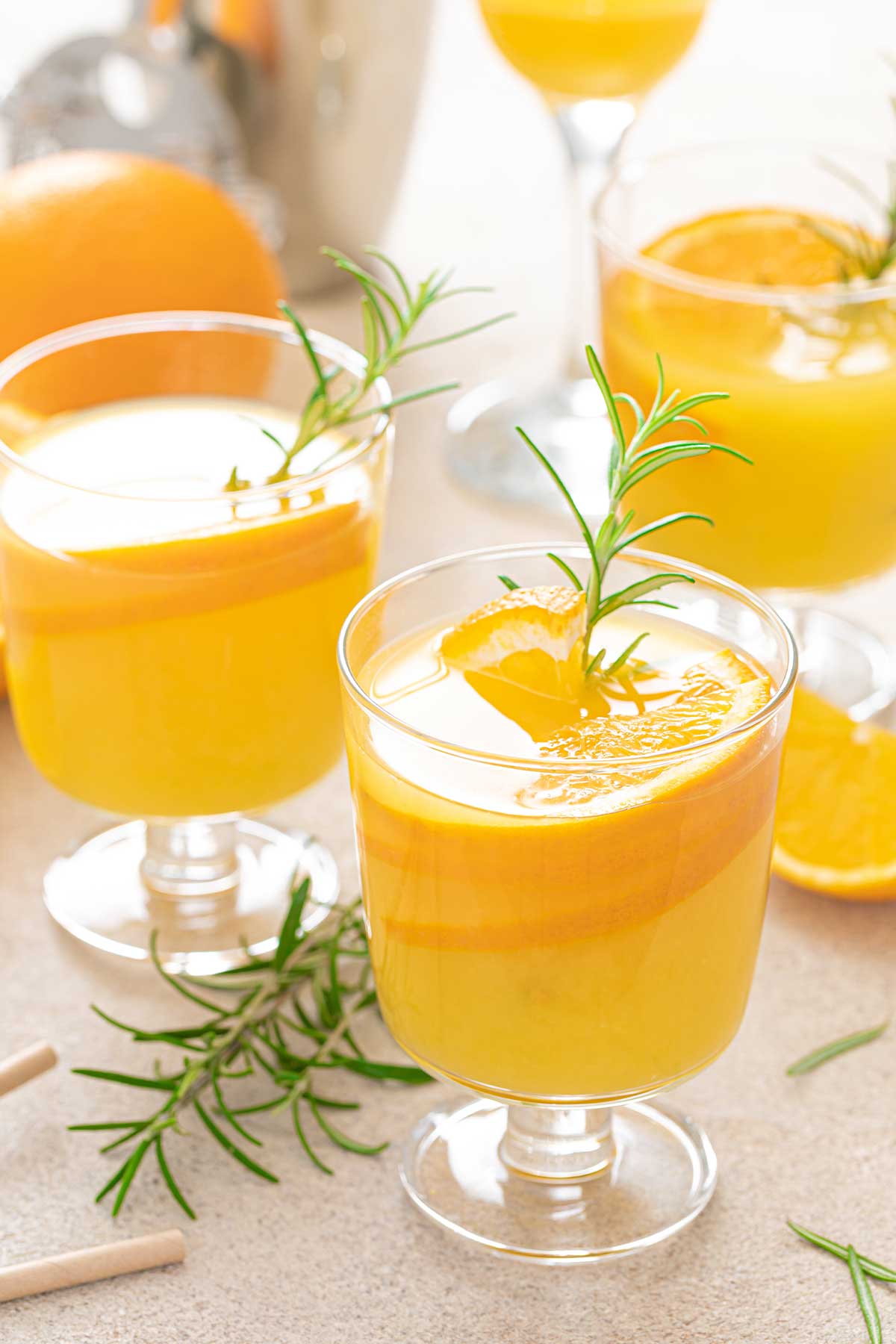 three glasses of tequila and orange juice cocktail