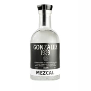 clear glass bottle of gonzalez mezcal