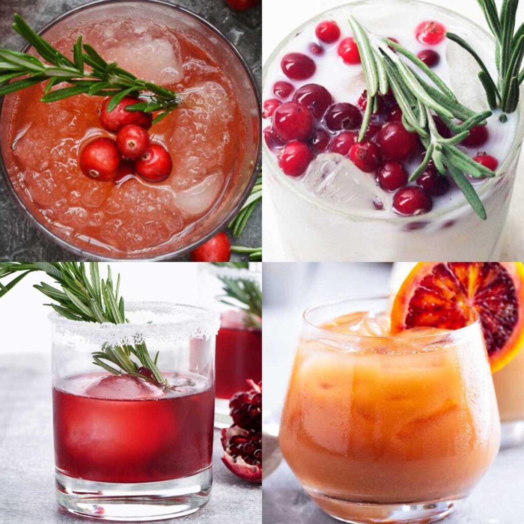 four Christmas cocktails