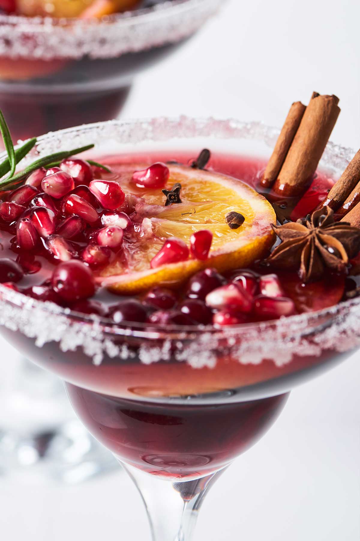 Christmas Margarita with lots of festive garnishes