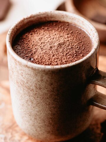 large mug of hot chocolate with tequila