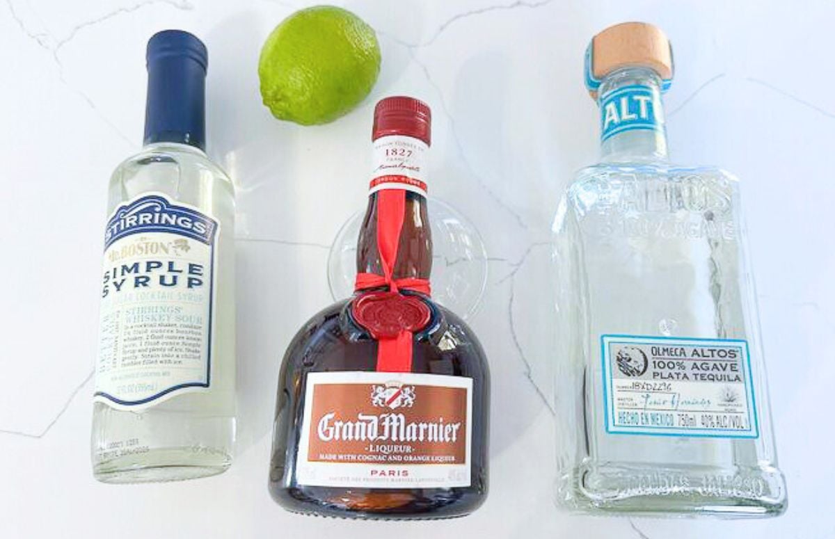 Grand Marnier Margarita Ingredients, tequila. simple syrup, lime, grand marnier