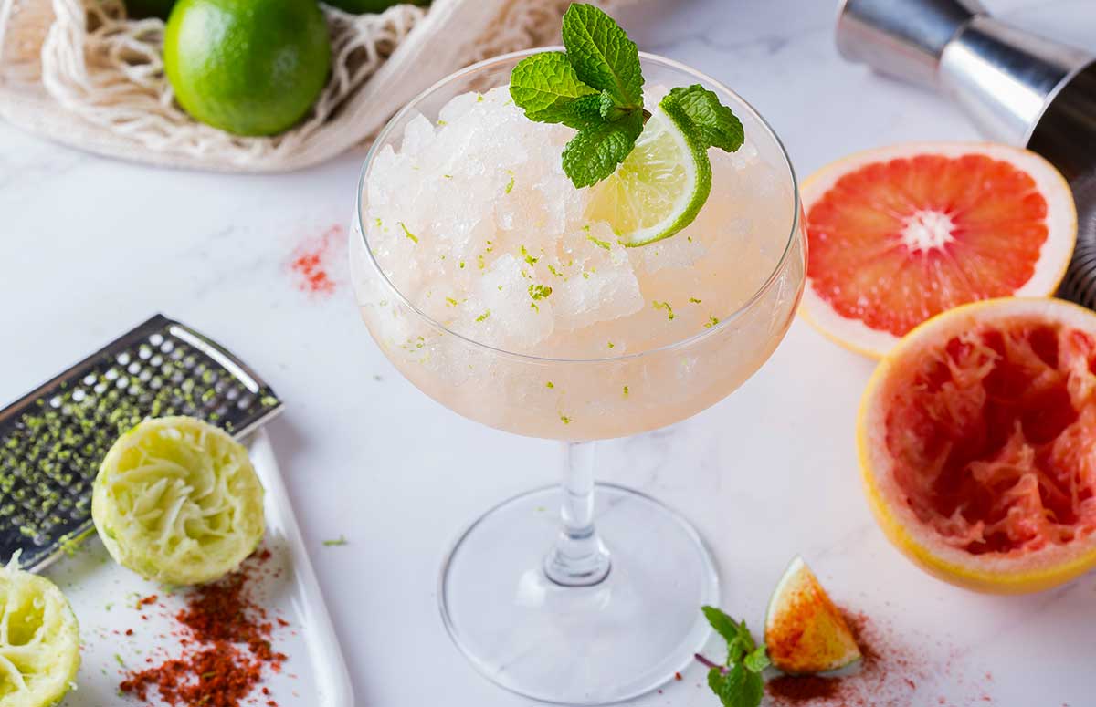 frozen paloma margarita in a tall glass