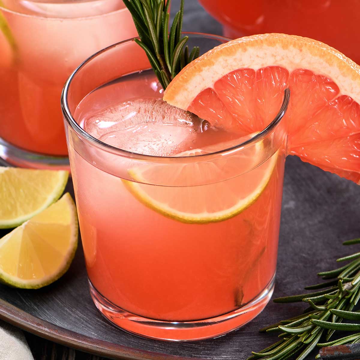 paloma in a glass with a sliced wedge of grapefruit