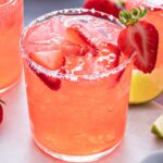 strawberry margarita with a salted rim