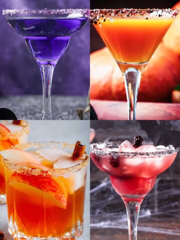an image collage of four halloween margaritas