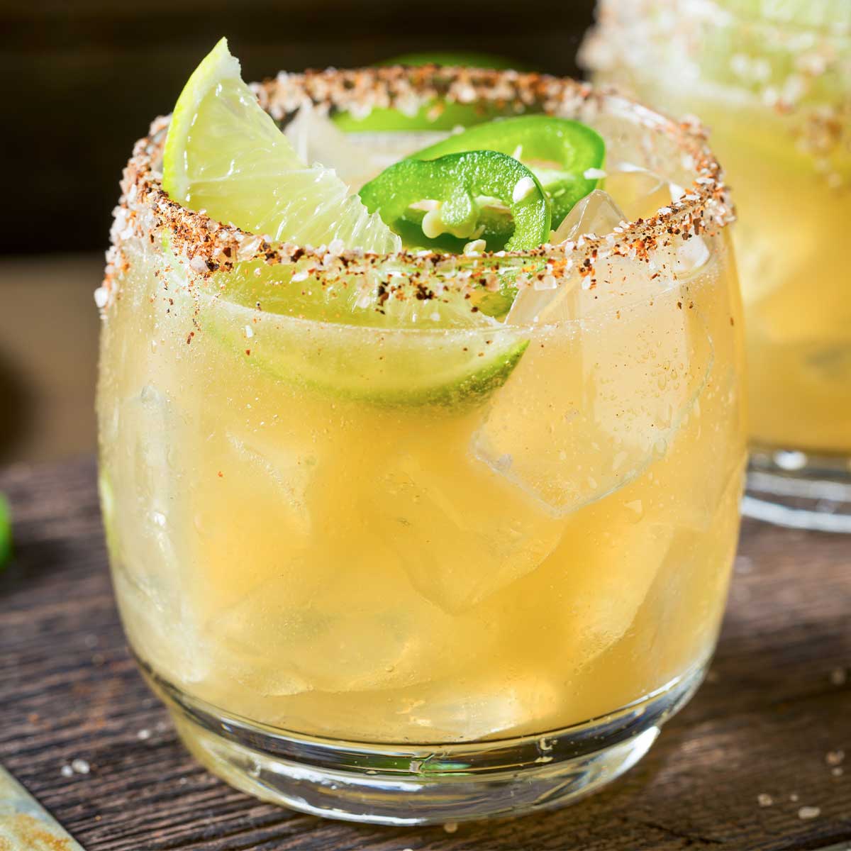 a margarita with lime and jalepenos