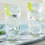 Tequila Ranch Water cocktail with lime wedge.