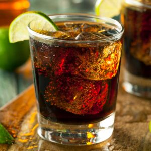 Diet Coke and Tequila with a lime wedge.
