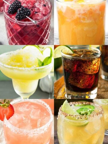 an image collage of low calorie tequila drinks