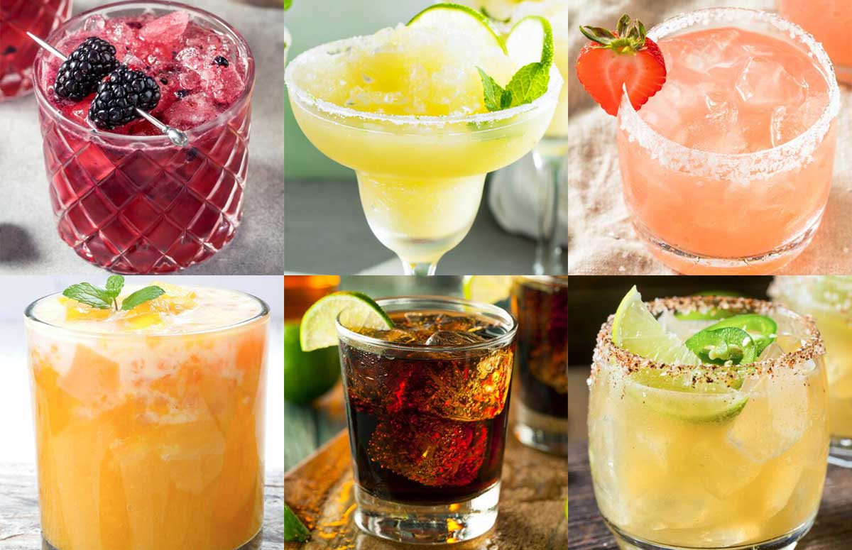 an image collage of low calorie tequila drinks