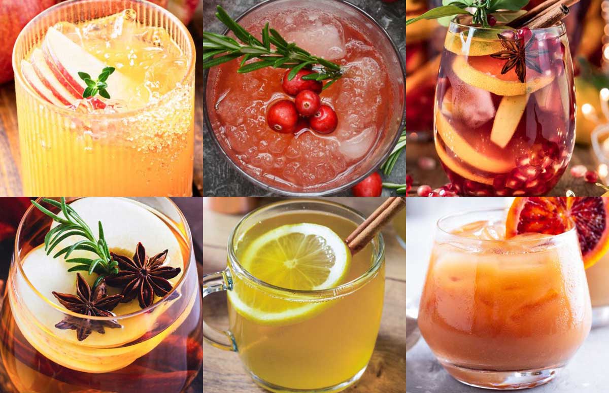 an image collage of winter coctails with tequila