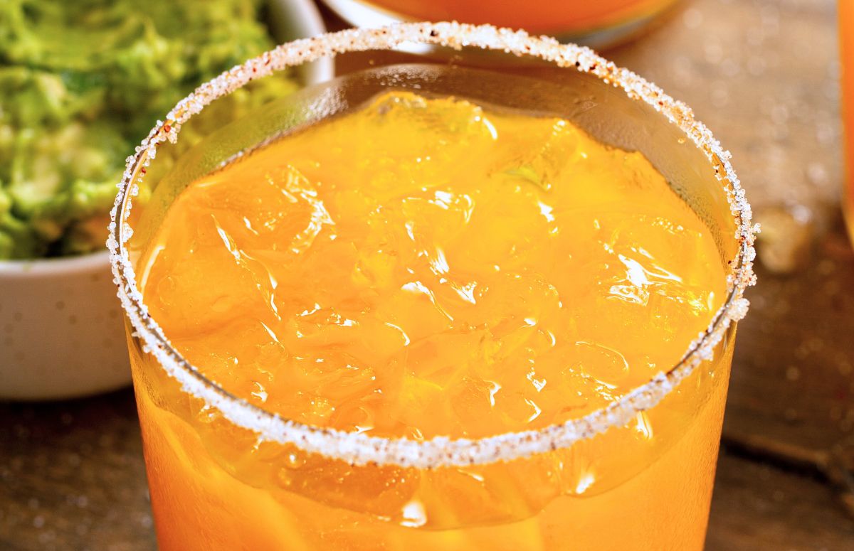 mango mezcalita with a salted rim