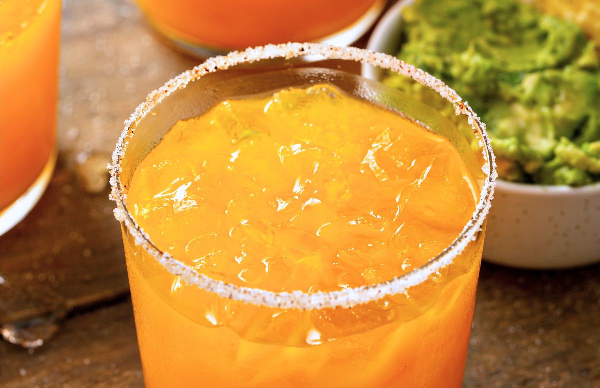 mango mezcalita with a salted rim