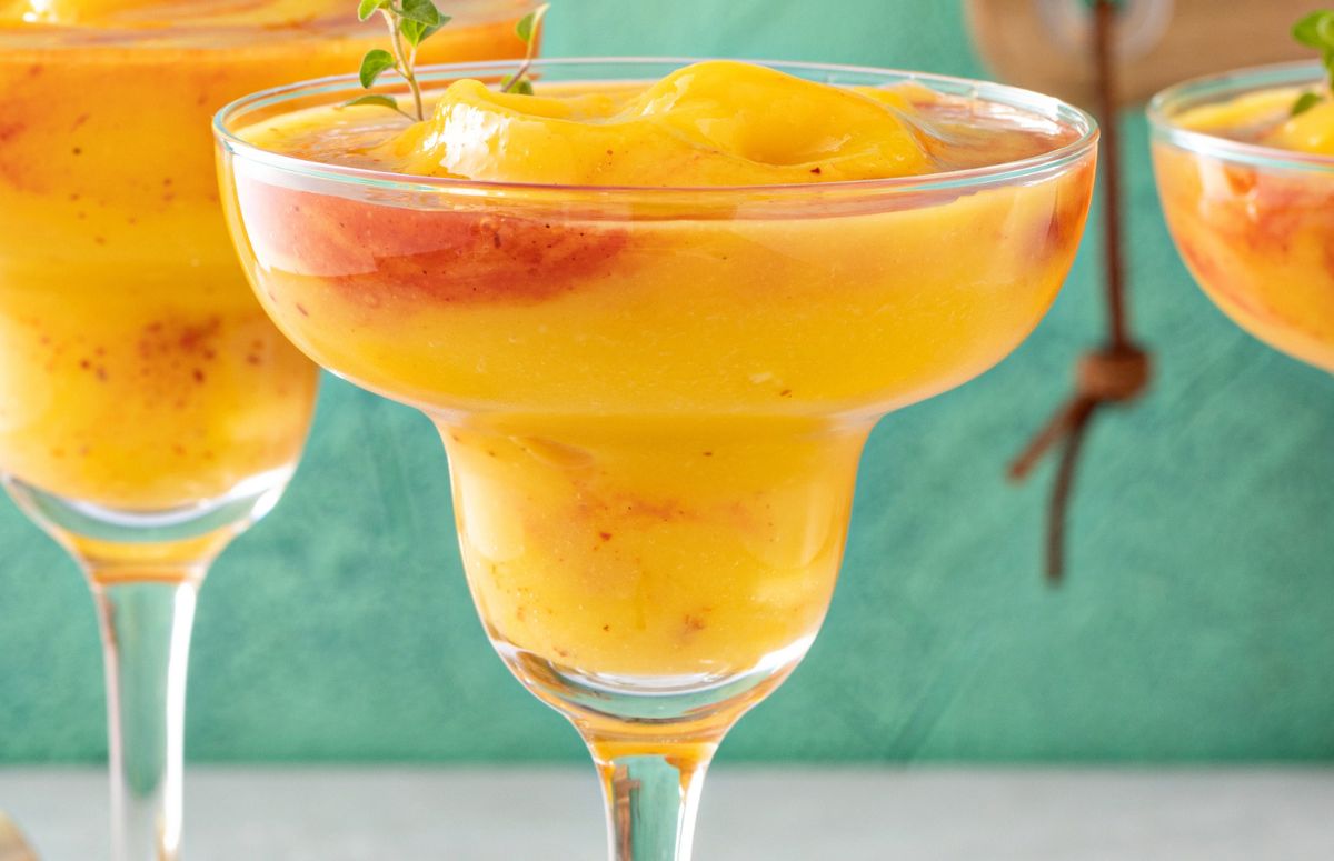 frozen chili mango margarita in a glass