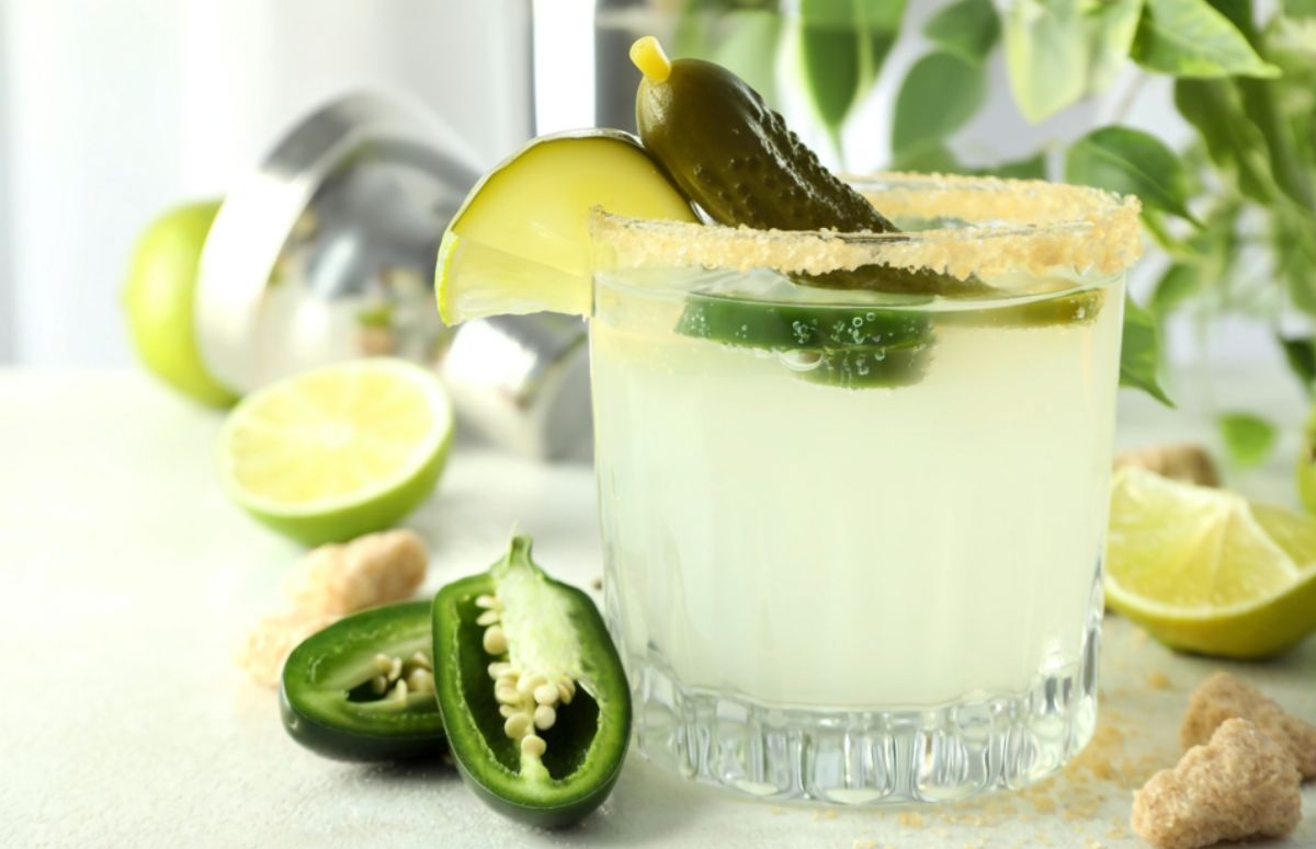 spicy pickle margarita with jalapenos 