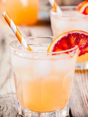 two blood orange tequila cocktail glasses
