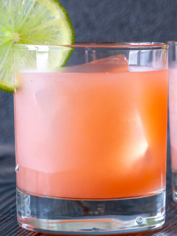 closeup of a Guava Margarita in a short glass
